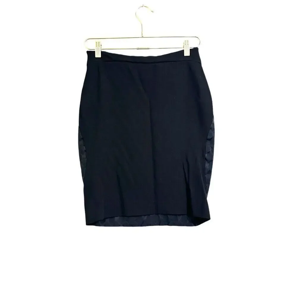 Diane von Furstenberg Emma Diamond Pencil Skirt Women's‎ 4 Black Side Zip Party